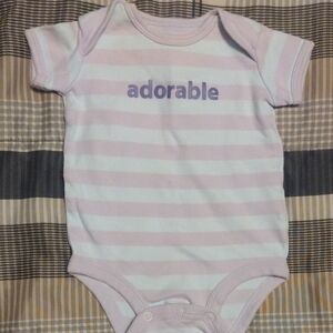 Carter's Pink and White Striped Bodysuit with Adorable Print​